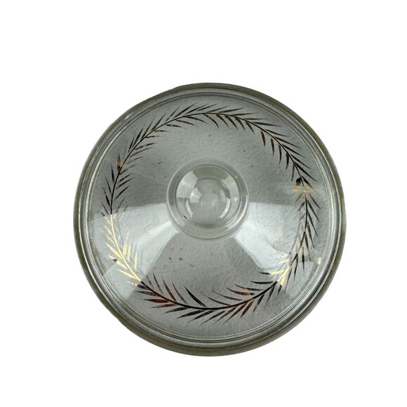 Hazel Atlas Candy Dish With Lid - Gold Wreath - Picture 2 of 7